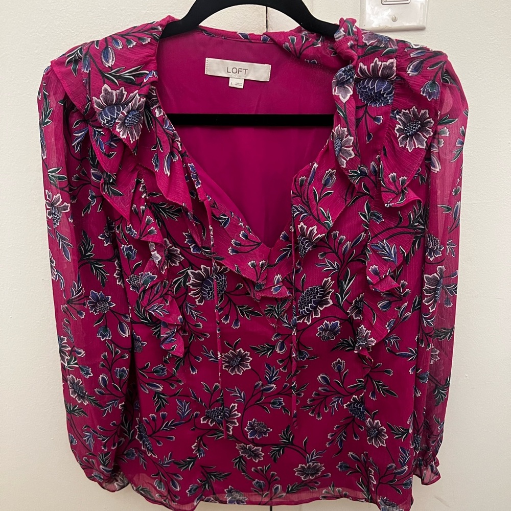 pink LOFT blouse, size L